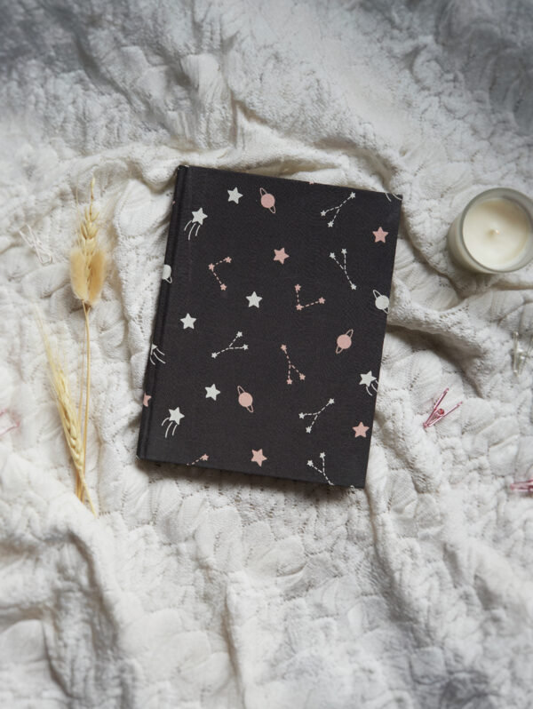 Upcycled Fabric Celestial Canvas Diary